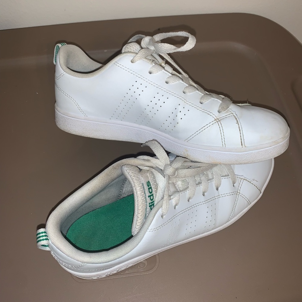 White & green adidas sneakers